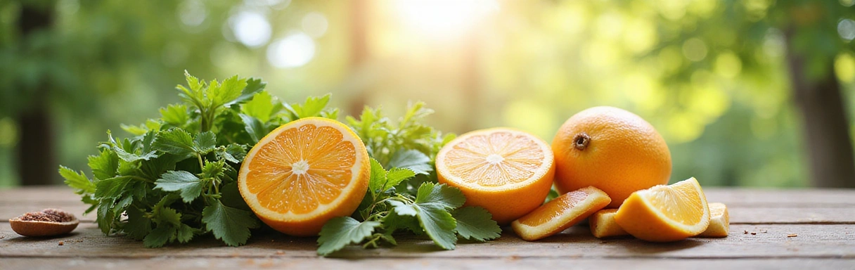 A serene image of natural ingredients and healthy lifestyle elements, symbolizing wellness and beauty.