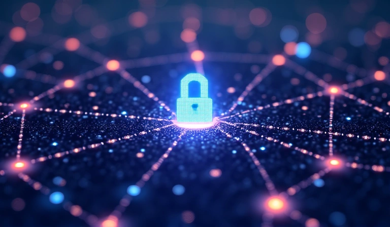 Secure digital network with interconnected nodes representing data sharing